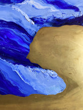 • ORIGINAL OIL PAINTING • 'Contained' Series 2, Vessel #8 [ Brass, Landscape, Vase, Abstract, Colourful Art, Blue ]