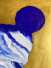 • ORIGINAL OIL PAINTING • 'Contained' Series 2, Vessel #8 [ Brass, Landscape, Vase, Abstract, Colourful Art, Blue ]