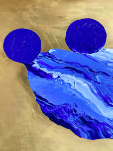 • ORIGINAL OIL PAINTING • 'Contained' Series 2, Vessel #8 [ Brass, Landscape, Vase, Abstract, Colourful Art, Blue ]