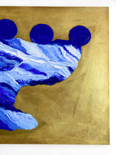 • ORIGINAL OIL PAINTING • 'Contained' Series 2, Vessel #8 [ Brass, Landscape, Vase, Abstract, Colourful Art, Blue ]