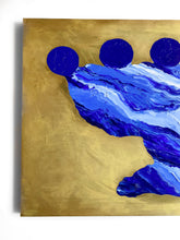 • ORIGINAL OIL PAINTING • 'Contained' Series 2, Vessel #8 [ Brass, Landscape, Vase, Abstract, Colourful Art, Blue ]