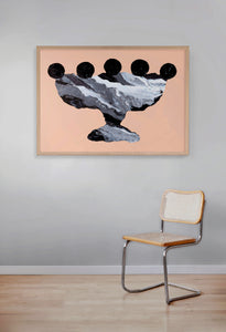LIMITED EDITION PRINT 'Contained, Series 2, Vessel #6' [ Black and White, Pink Background ]