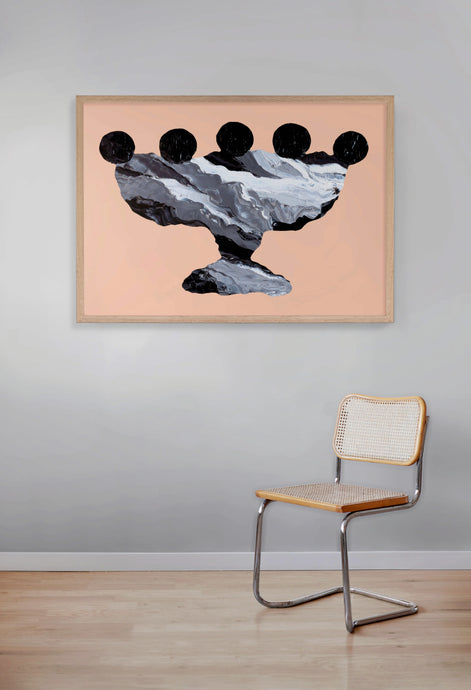 LIMITED EDITION PRINT 'Contained, Series 2, Vessel #6' [ Black and White, Pink Background ]