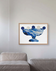 LIMITED EDITION PRINT 'Contained, Series 2, Vessel #2' [ Ultramarine Blue and White, White Background ]