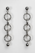 RIPPLE EARRINGS [ White Gold Plated, Chunky Textured Chain, Silver Toned ]