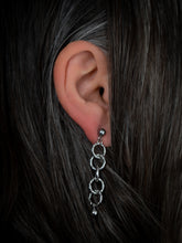 RIPPLE EARRINGS [ White Gold Plated, Chunky Textured Chain, Silver Toned ]
