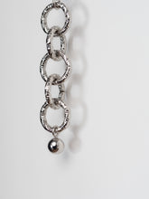 RIPPLE EARRINGS [ White Gold Plated, Chunky Textured Chain, Silver Toned ]