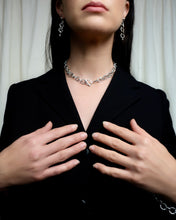 RIPPLE EARRINGS [ White Gold Plated, Chunky Textured Chain, Silver Toned ]