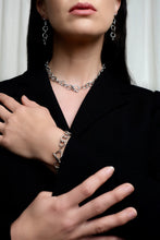 • SAVE 20% • RIPPLE JEWELLERY SET [ White Gold Plated, Chunky Textured Chain, Silver Toned ]