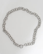 RIPPLE NECKLACE [ White Gold Plated, Chunky Textured Chain, Choker, Silver Toned ]