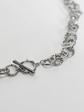 RIPPLE NECKLACE [ White Gold Plated, Chunky Textured Chain, Choker, Silver Toned ]