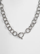 RIPPLE NECKLACE [ White Gold Plated, Chunky Textured Chain, Choker, Silver Toned ]