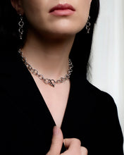 RIPPLE NECKLACE [ White Gold Plated, Chunky Textured Chain, Choker, Silver Toned ]