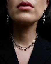 RIPPLE EARRINGS [ White Gold Plated, Chunky Textured Chain, Silver Toned ]