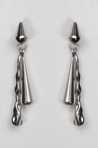 DRIZZLE EARRINGS [ Silver, Rhodium Plated, Teardrop Charms ]