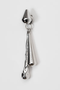 DRIZZLE EARRINGS [ Silver, Rhodium Plated, Teardrop Charms ]
