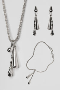 • SAVE 20% • DRIZZLE JEWELLERY SET [ Silver, Rhodium Plated, Teardrop Charms ]