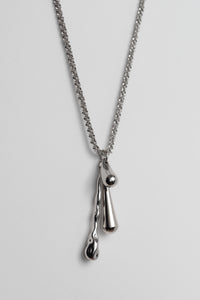 DRIZZLE NECKLACE [ Silver, Rhodium Plated Brass, Teardrop Charms ]