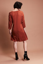 SAFFRON DRESS [ Rust Red, Long Sleeves, Waist Ties ]