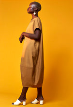 FIRST LIGHT DRESS [ Mustard Yellow Linen / Cotton, Short Sleeved ]