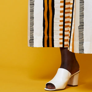 RADIATE CULOTTES [ Yellow / Orange Striped Patterned Cotton Pants ]