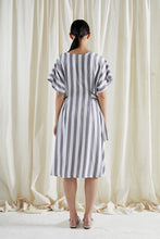 EVE DRESS ~ CONVERTIBLE ~ NEUTRAL [ Grey & White Striped, Waist Ties ]