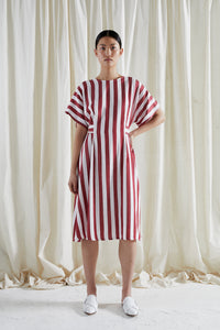 EVE DRESS ~ CONVERTIBLE ~ POMEGRANATE [ Red & White Striped, Waist Ties ]
