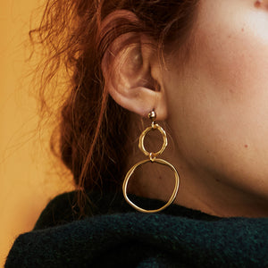 PUDDLE EARRINGS ~ GOLD PLATED [ Wavy Hollow Circles ]