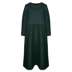 FERN DRESS [ Dark Green Wool Blend, Long Sleeves ]