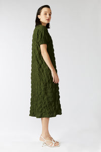 FERNERY DRESS [ Green Cotton, Short Sleeves ]