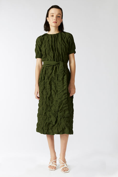 FERNERY DRESS [ Green Cotton, Short Sleeves ]