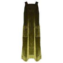 MOSS PINAFORE [ Green Chartreuse Velvet, Sleeveless Dress ]