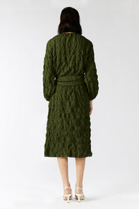 PHILODENDRON DRESS [ Green Cotton, Long Sleeves ]