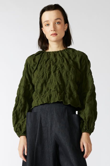 PHILODENDRON TOP [ Green Cotton, Long Sleeves ]