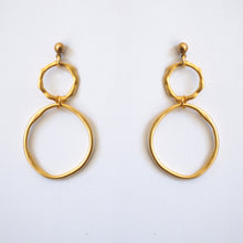 PUDDLE EARRINGS ~ GOLD PLATED [ Wavy Hollow Circles ]