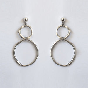 PUDDLE EARRINGS ~ SILVER PLATED [ Wavy Hollow Circles ]