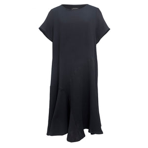 REFRACTION DRESS [ Black Crinkle Cotton ]