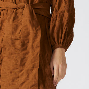 SEED DRESS [ Burnt Orange Cotton, Long Sleeves ]