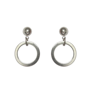 SML RING EARRINGS ~ SILVER [ Round Ring Circles ]