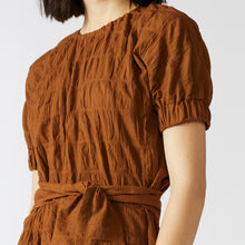 TERRACOTTA DRESS [ Burnt Orange Cotton, Short Sleeves ]