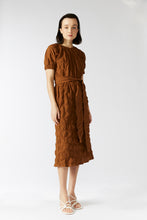 TERRACOTTA DRESS [ Burnt Orange Cotton, Short Sleeves ]