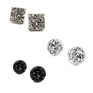MIXED FAUX DRUZY EARRING SET (3 pairs)